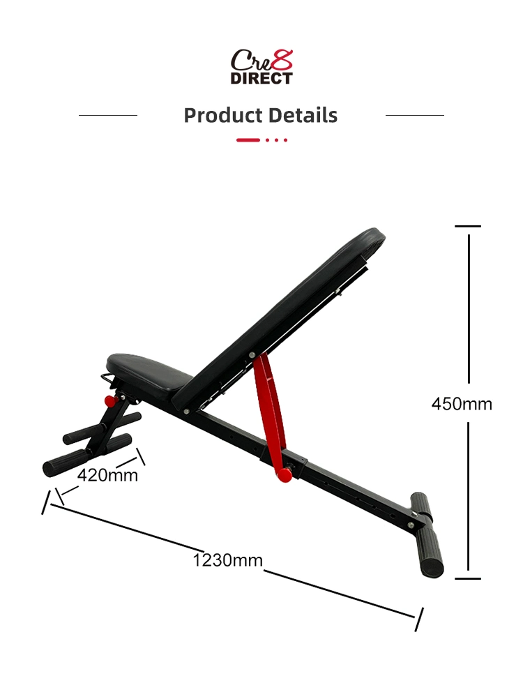 Adjustable Fitness Bench with Handle, Q235 Steel Dumbbell Bench for Strength Training Home Multi Gym Equipment